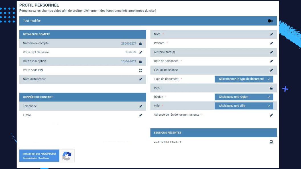 Vérification de compte Vérification de compte
